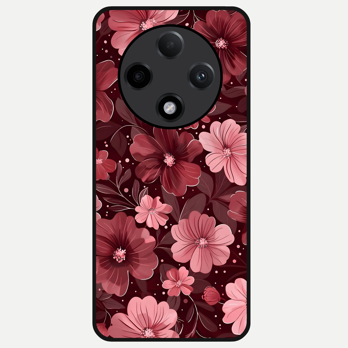  Flower Blush Bloom Glass Case For Oppo F27 Pro Plus back cover – full design glossy printed glass finish