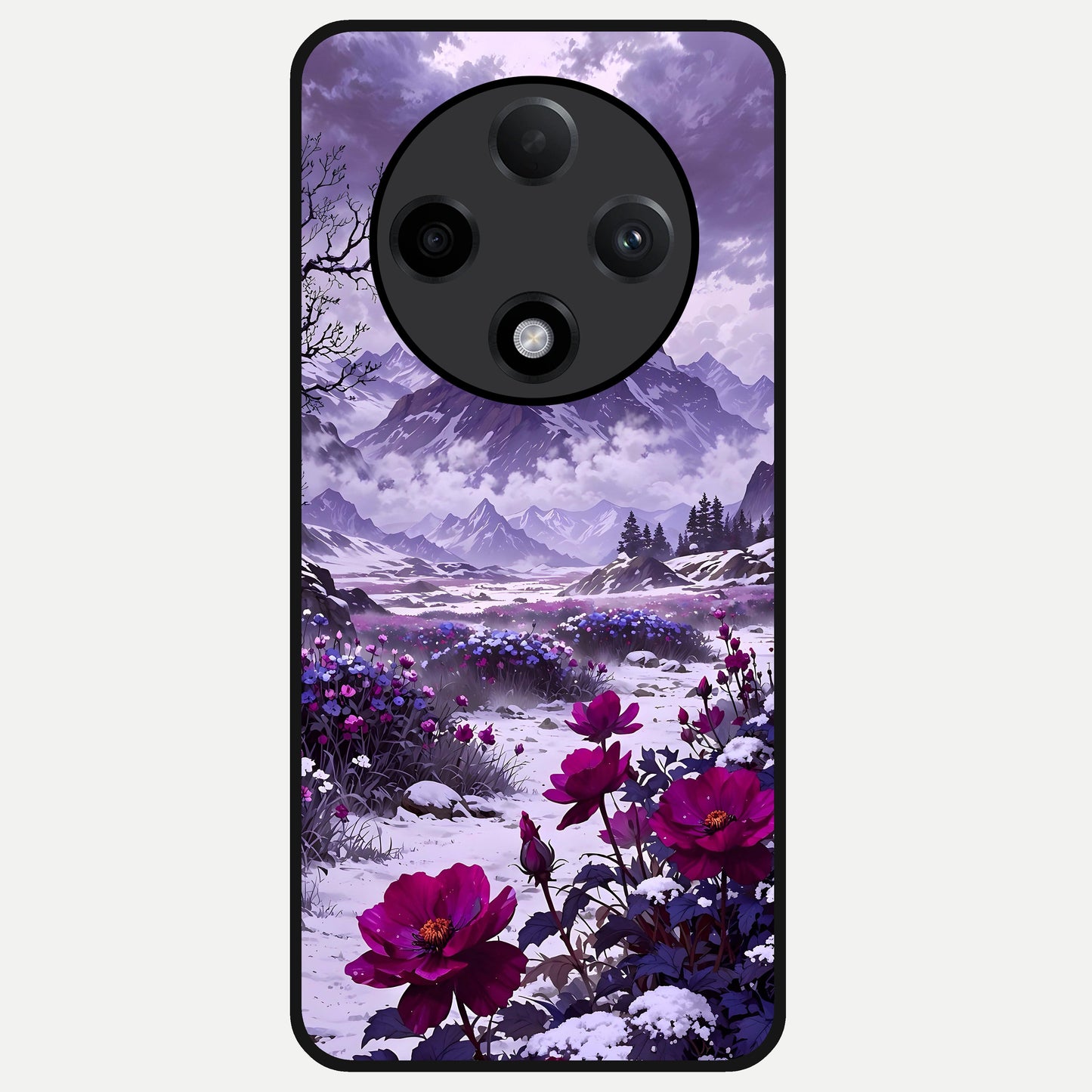  Flower Mountain View Glass Case For Oppo F27 Pro Plus back cover – full design glossy printed glass finish