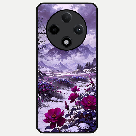  Flower Mountain View Glass Case For Oppo F27 Pro Plus back cover – full design glossy printed glass finish