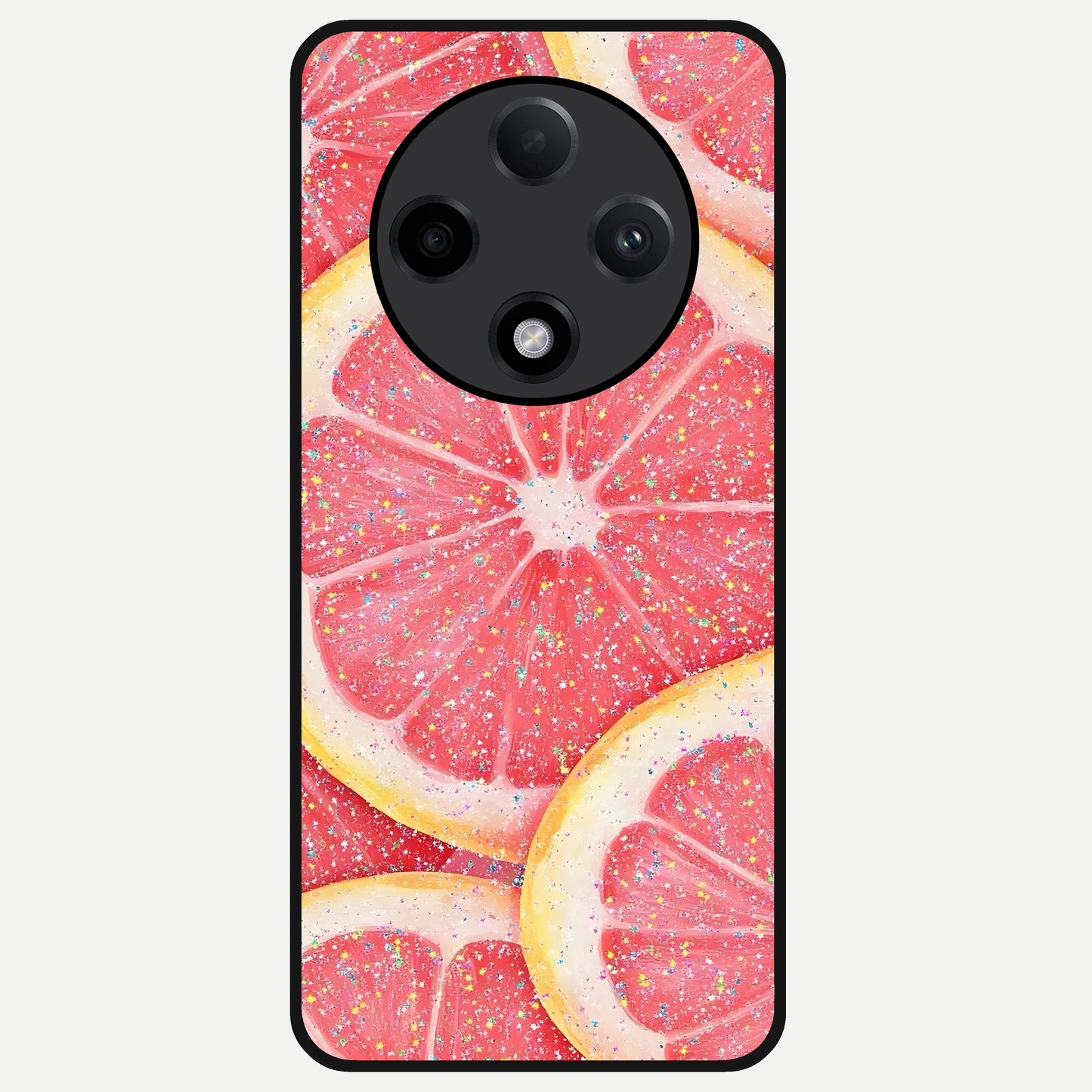  Glitter Grapefruit Glass Case For Oppo F27 Pro Plus back cover – full design glossy printed glass finish