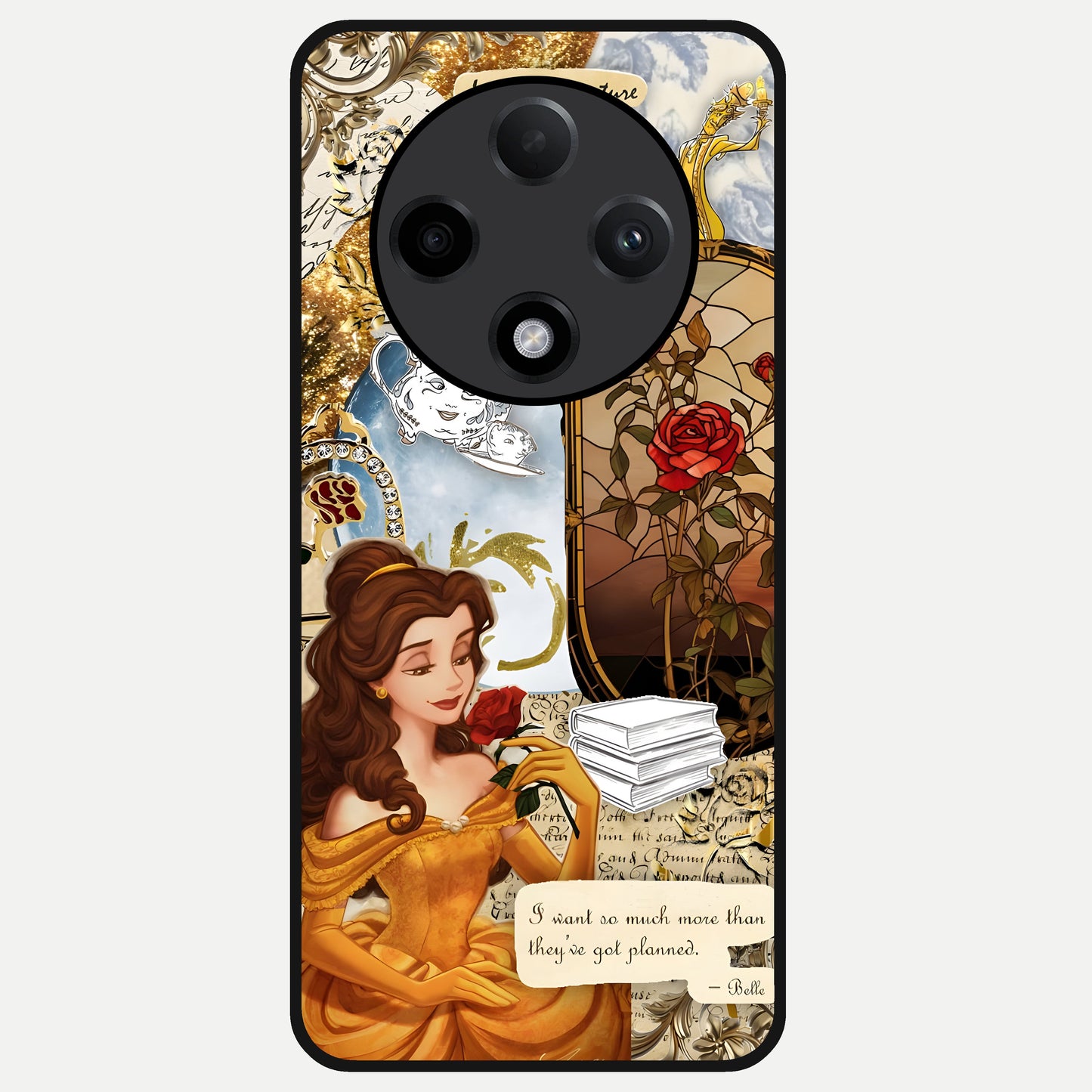  Golden Dream Belle Glass Case For Oppo F27 Pro Plus back cover – full design glossy printed glass finish