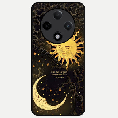  Golden Lunar Love Glass Case For Oppo F27 Pro Plus back cover – full design glossy printed glass finish