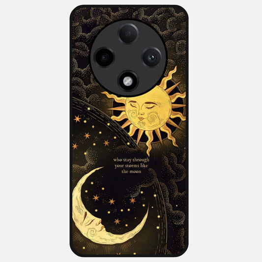  Golden Lunar Love Glass Case For Oppo F27 Pro Plus back cover – full design glossy printed glass finish