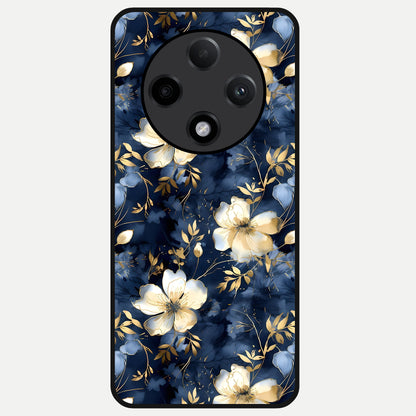  Golden Midnight Bloom Glass Case For Oppo F27 Pro Plus back cover – full design glossy printed glass finish