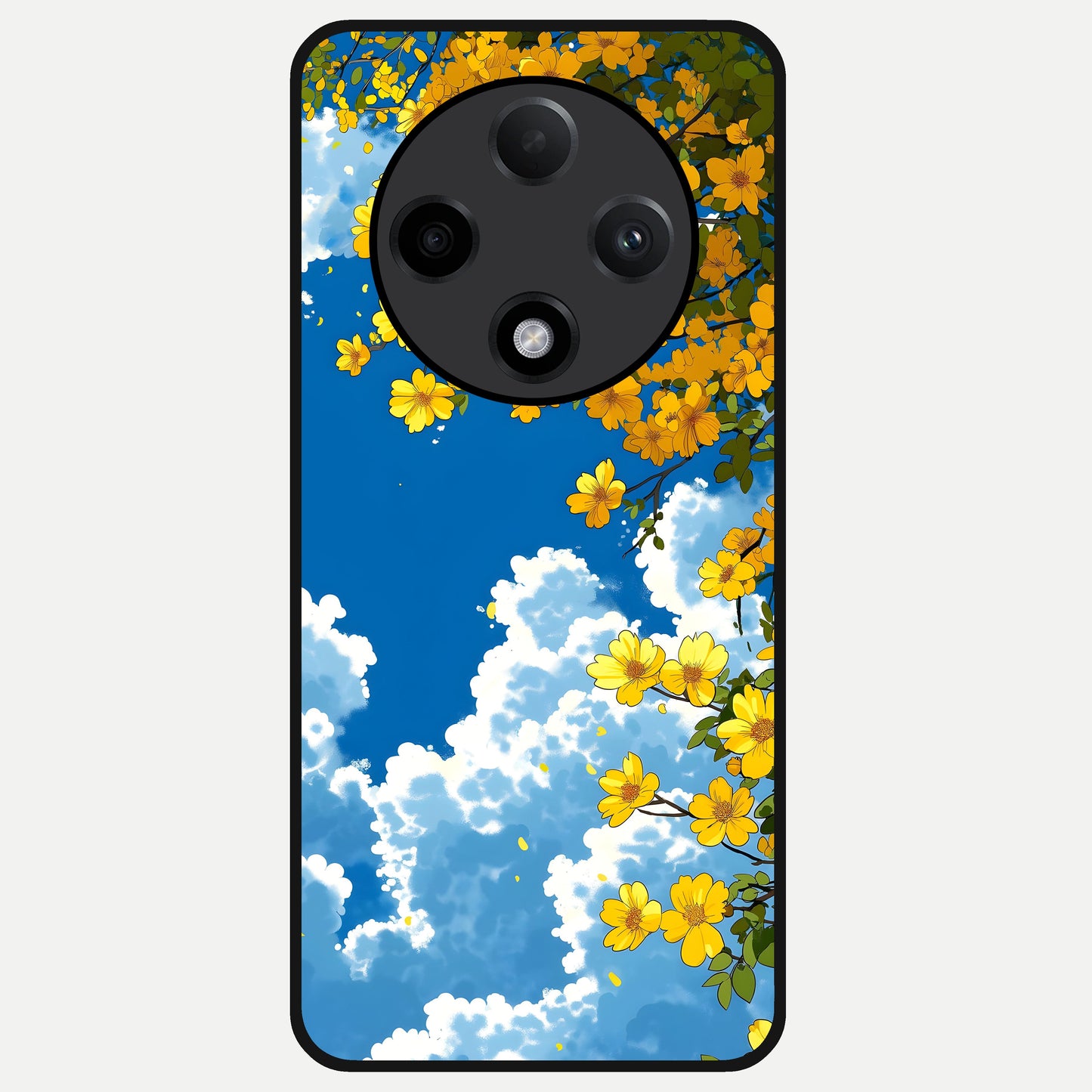  Golden Petal Sky Glass Case For Oppo F27 Pro Plus back cover – full design glossy printed glass finish