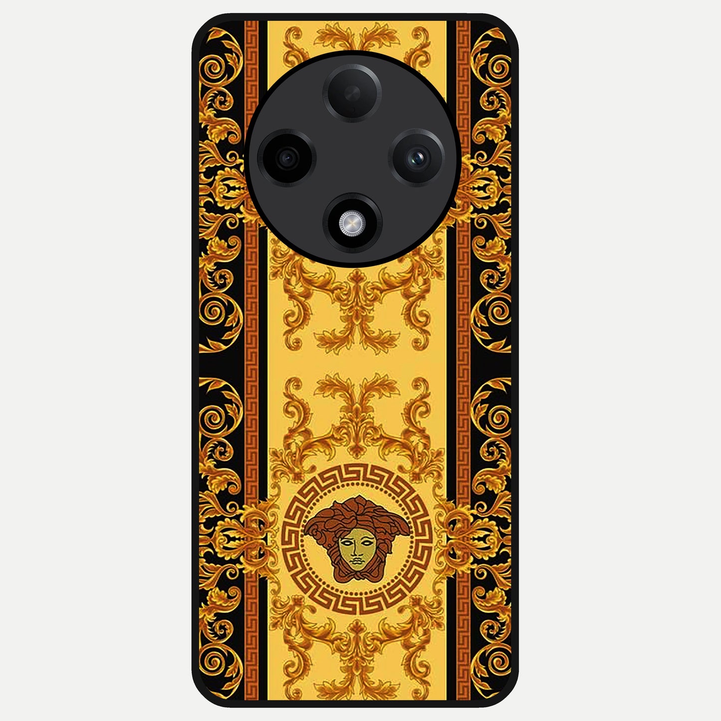  Golden Royal Heritage Glass Case For Oppo F27 Pro Plus back cover – full design glossy printed glass finish