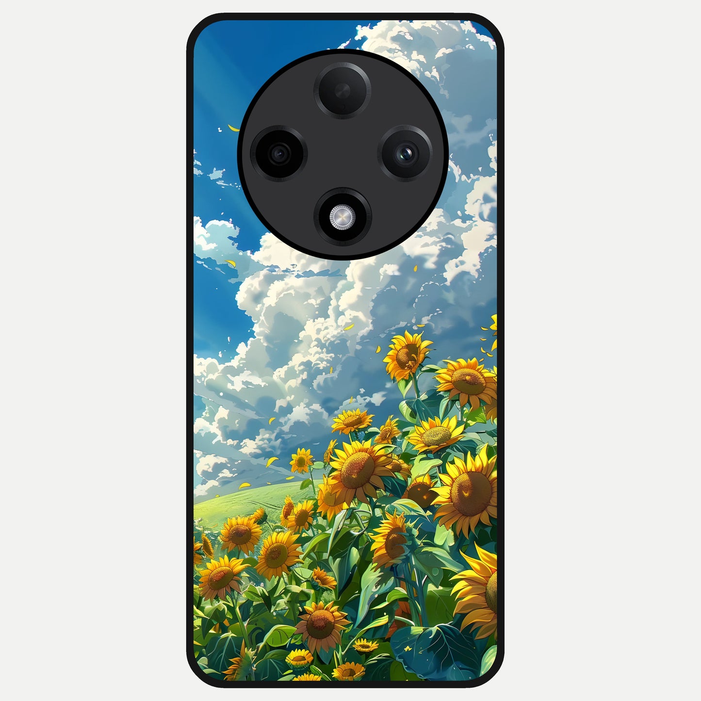  Golden Sun Glory Glass Case For Oppo F27 Pro Plus back cover – full design glossy printed glass finish