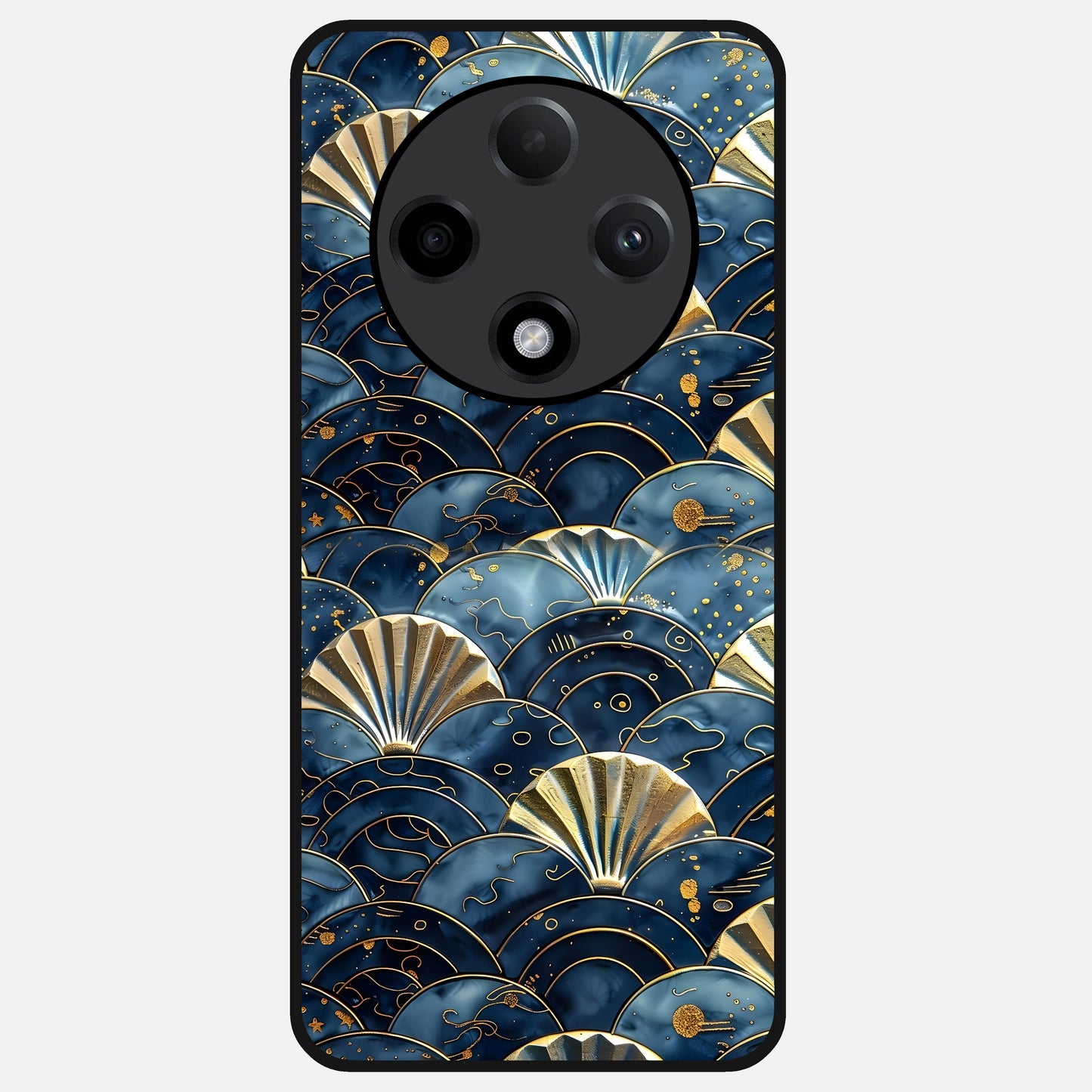  Golden Wave Luxe Glass Case For Oppo F27 Pro Plus back cover – full design glossy printed glass finish