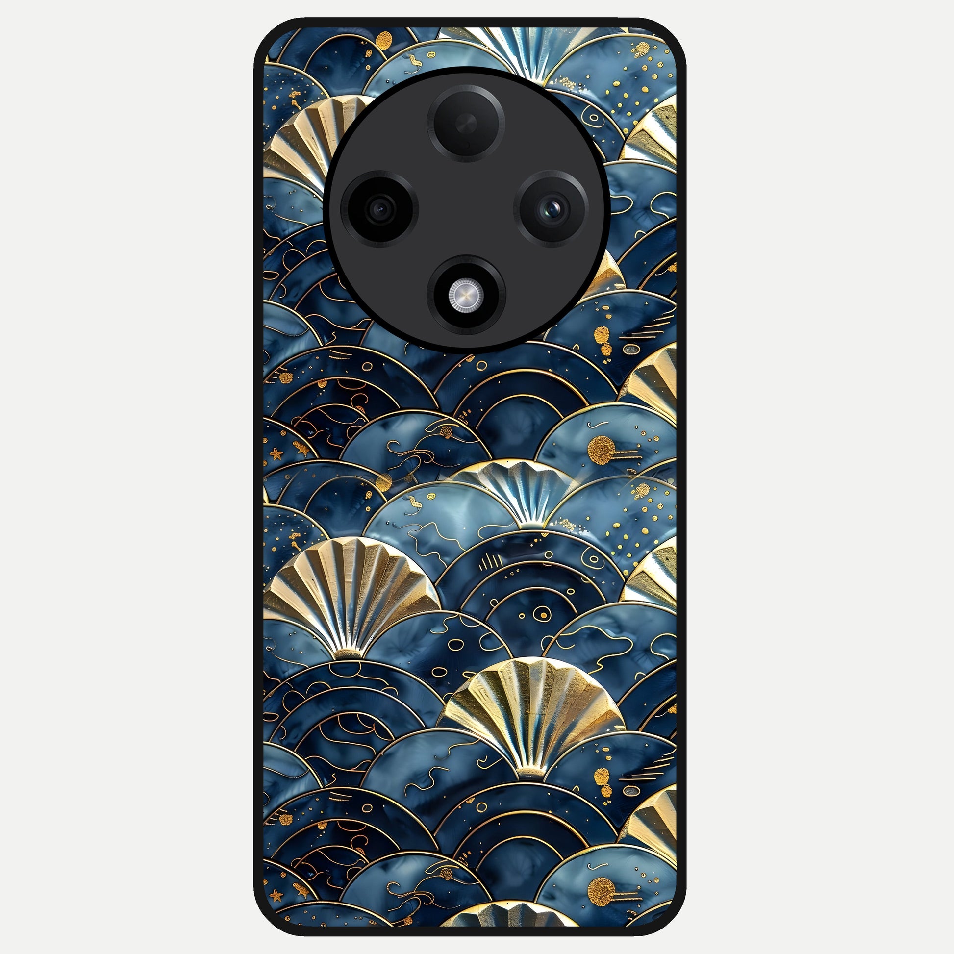  Golden Wave Luxe Glass Case For Oppo F27 Pro Plus back cover – full design glossy printed glass finish