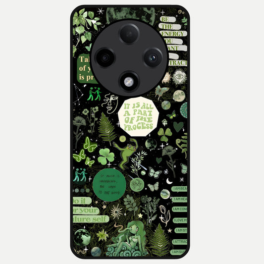  Green Mandala Pattern Glass Case For Oppo F27 Pro Plus back cover – full design glossy printed glass finish