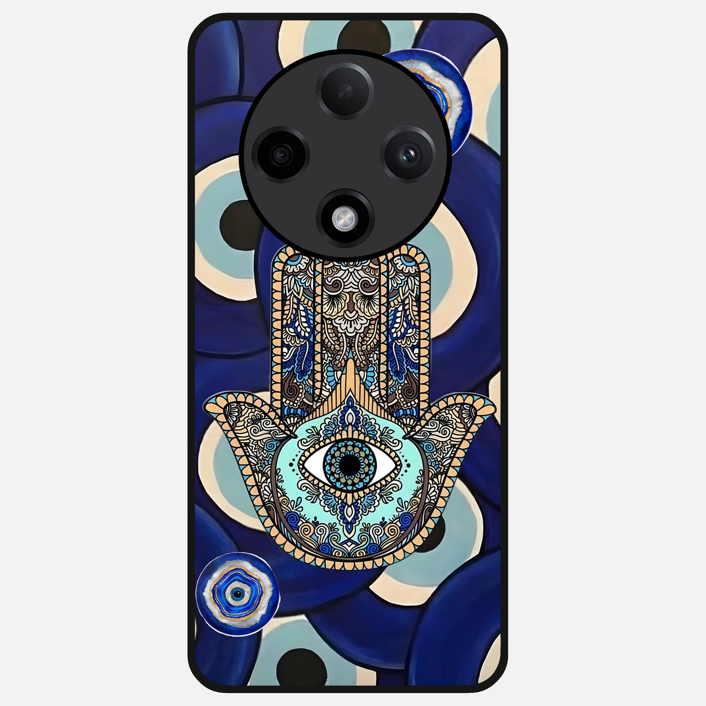  Hamsa Divine Guard Glass Case For Oppo F27 Pro Plus back cover – full design glossy printed glass finish