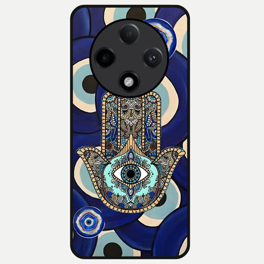  Hamsa Divine Guard Glass Case For Oppo F27 Pro Plus back cover – full design glossy printed glass finish