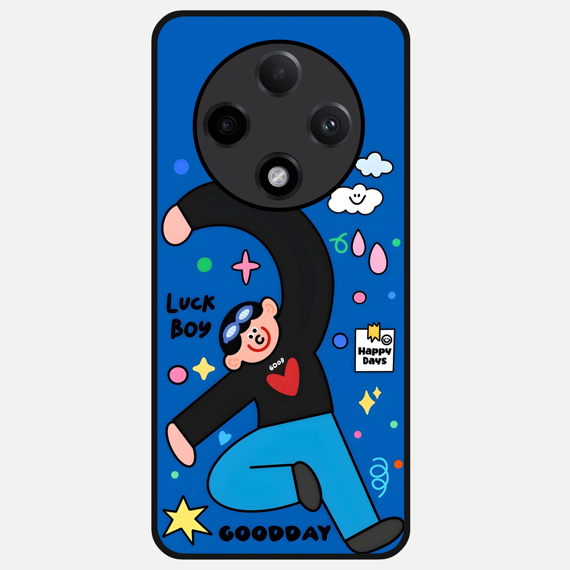  Happy Luck Vibe Glass Case For Oppo F27 Pro Plus back cover – full design glossy printed glass finish
