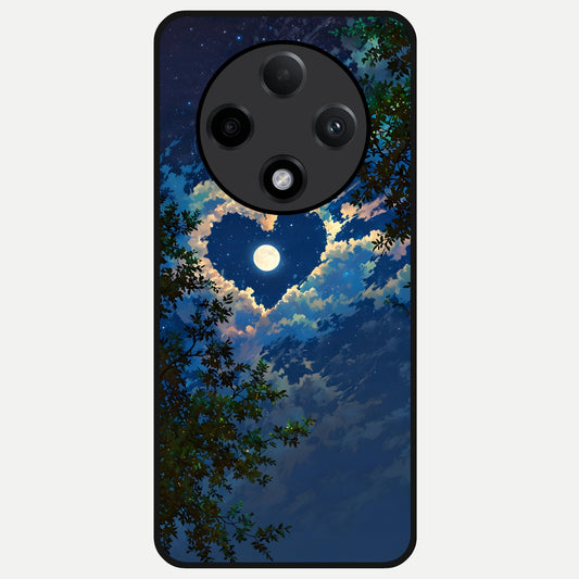 Heart With Moon Sky Glass Case For Oppo F27 Pro Plus back cover – full design glossy printed glass finish