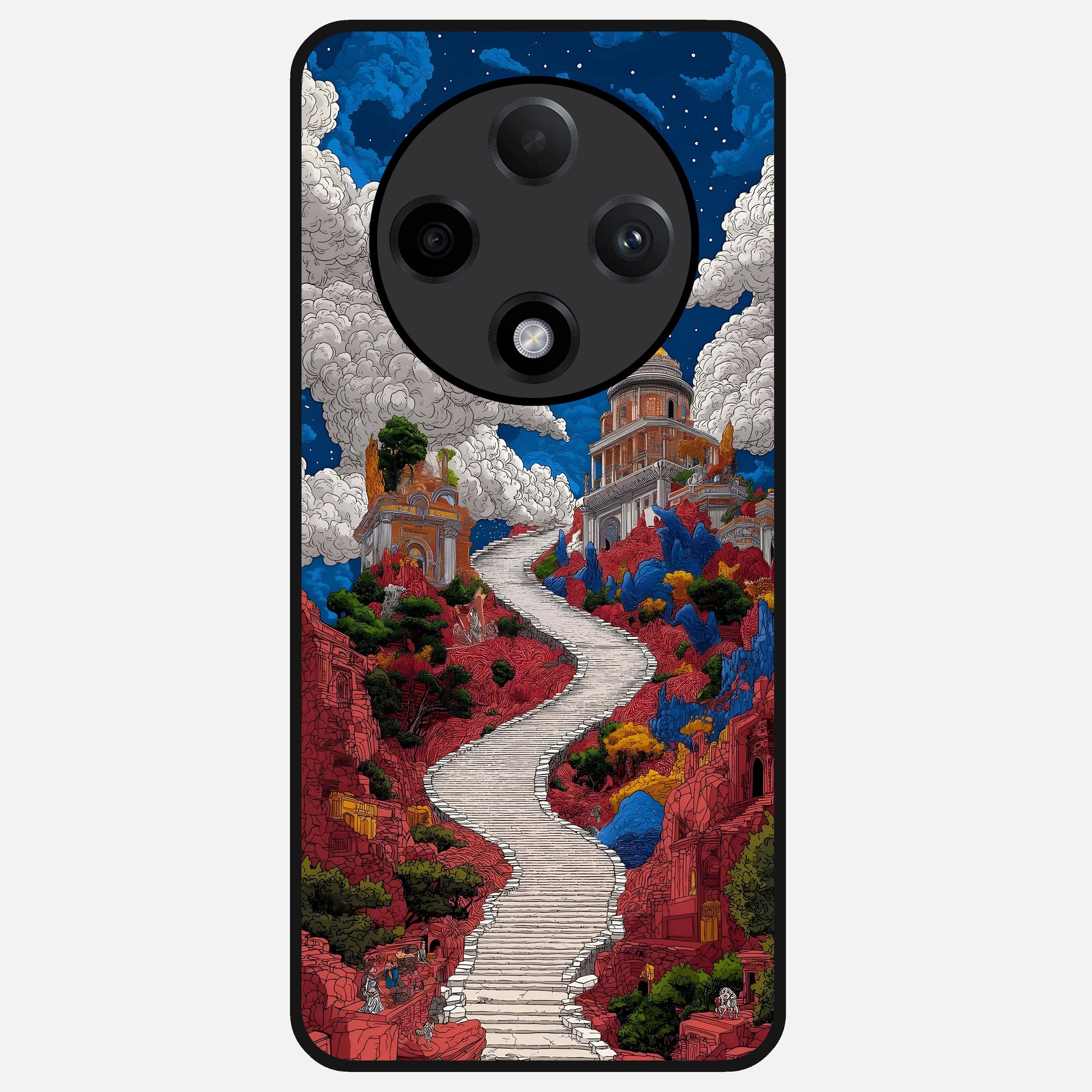  Heavenly Moon Path Glass Case For Oppo F27 Pro Plus back cover – full design glossy printed glass finish