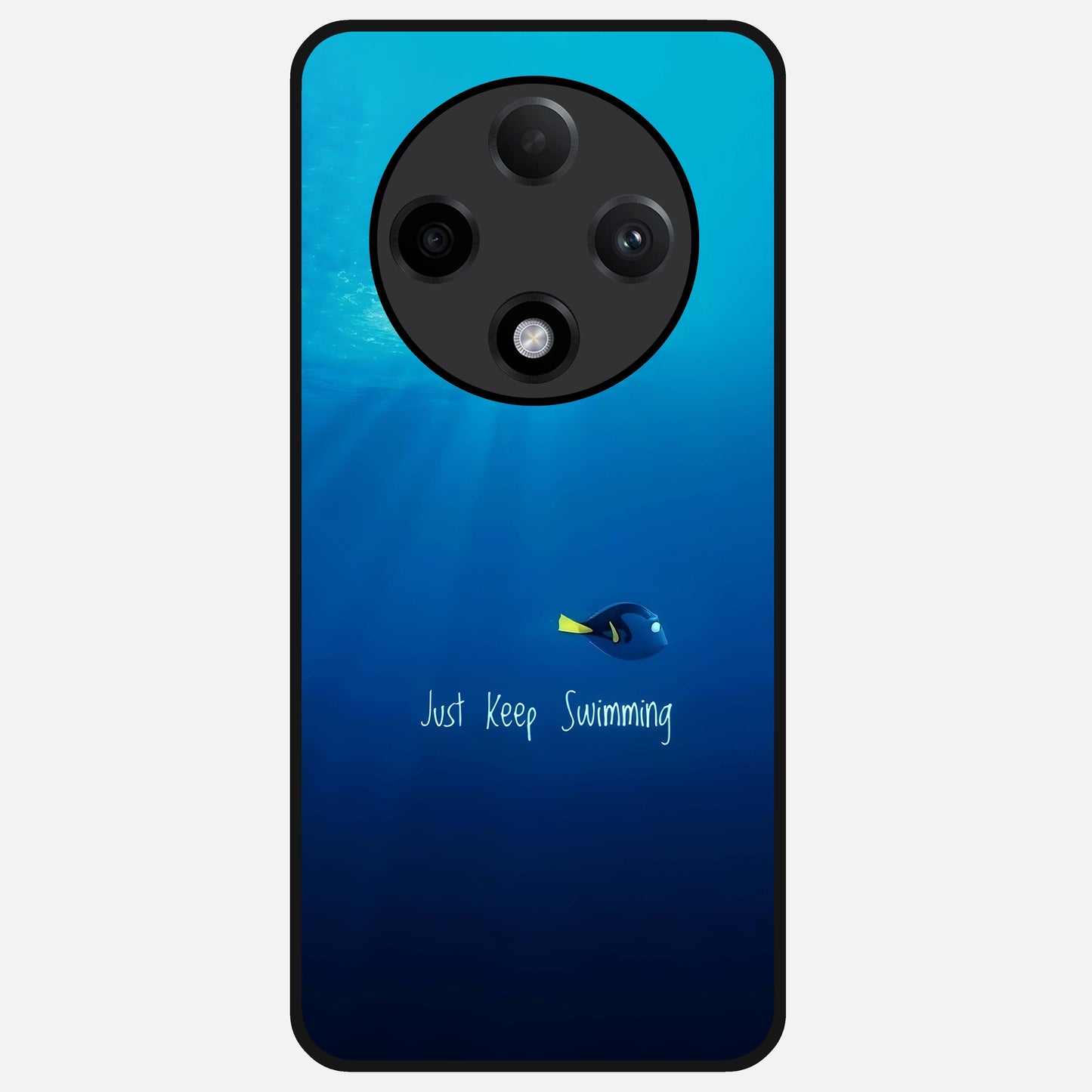  Just Keep Swimming Glass Case For Oppo F27 Pro Plus back cover – full design glossy printed glass finish