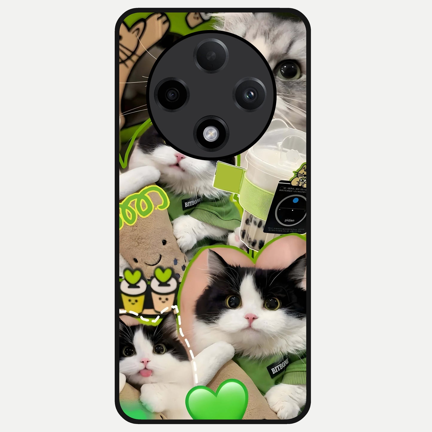  Matcha Cats Mood Glass Case For Oppo F27 Pro Plus back cover – full design glossy printed glass finish