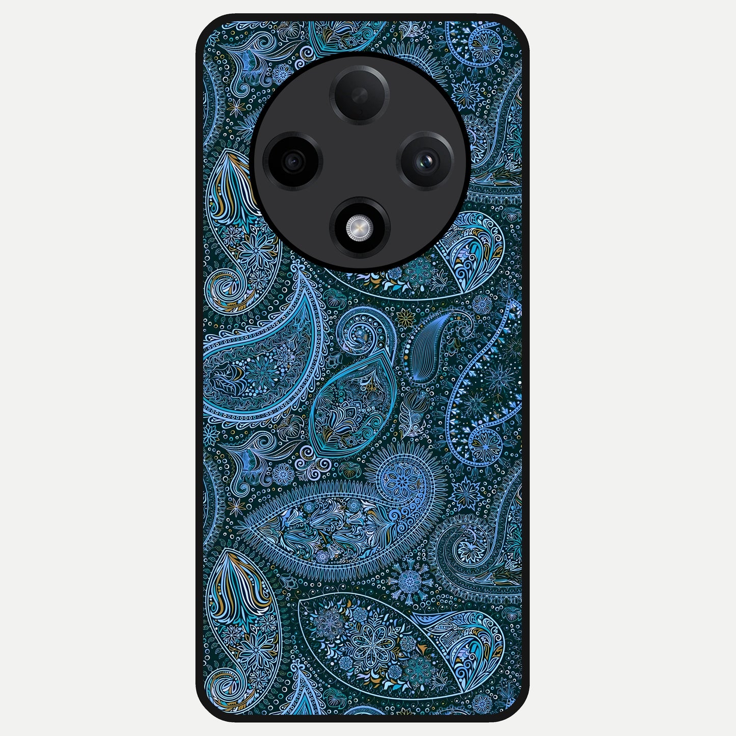  Midnight Paisley Glow Glass Case For Oppo F27 Pro Plus back cover – full design glossy printed glass finish