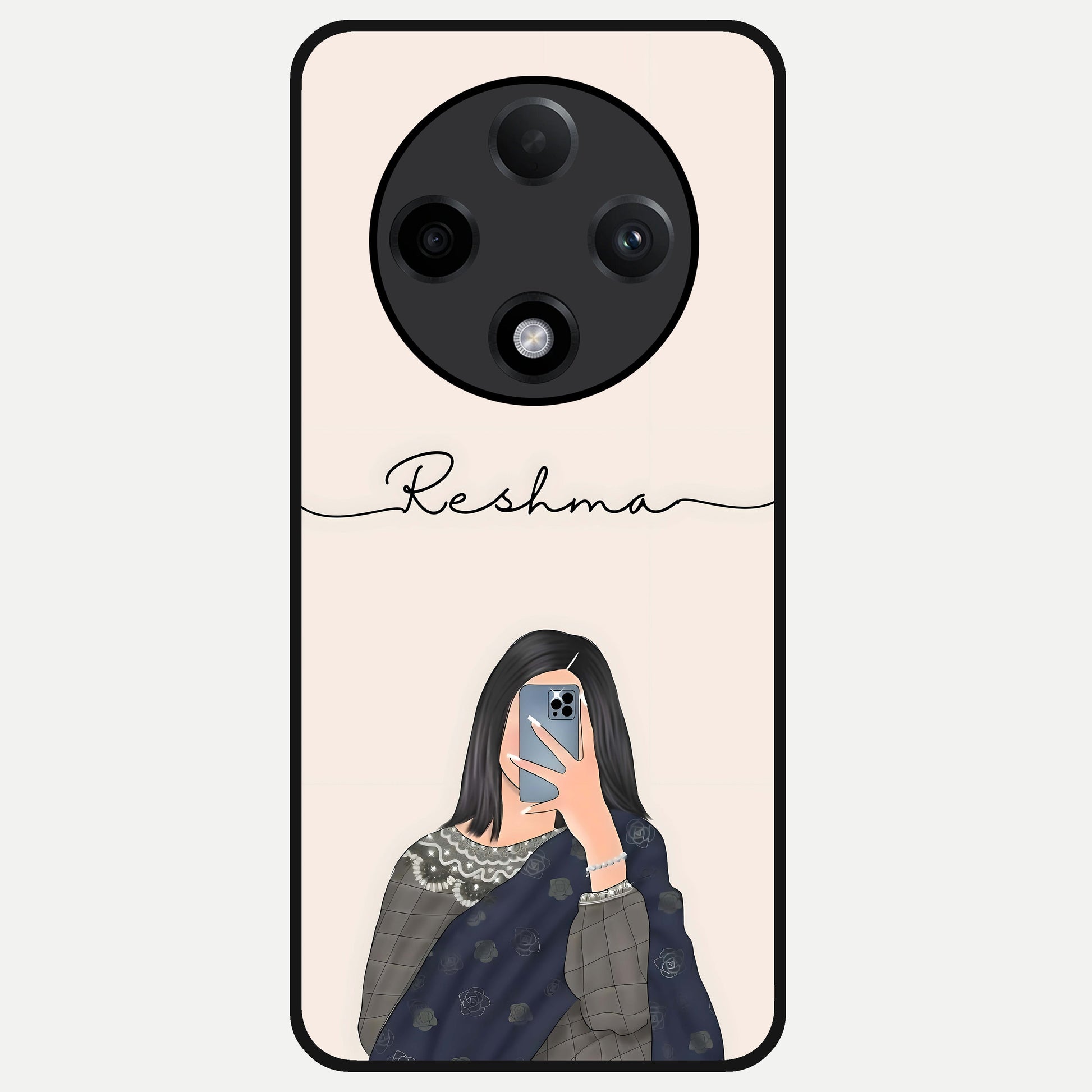  Mirror Mood Muse With Custom Name Glass Case For Oppo F27 Pro Plus back cover – full design glossy printed glass finish
