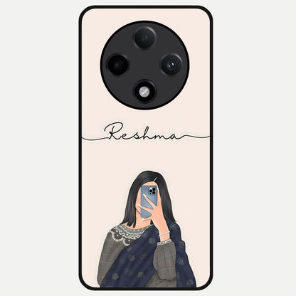  Mirror Mood Muse With Custom Name Glass Case For Oppo F27 Pro Plus back cover – full design glossy printed glass finish