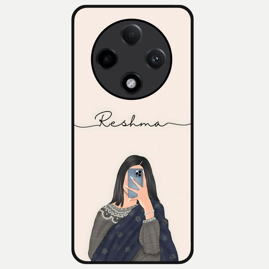  Mirror Mood Muse With Custom Name Glass Case For Oppo F27 Pro Plus back cover – full design glossy printed glass finish