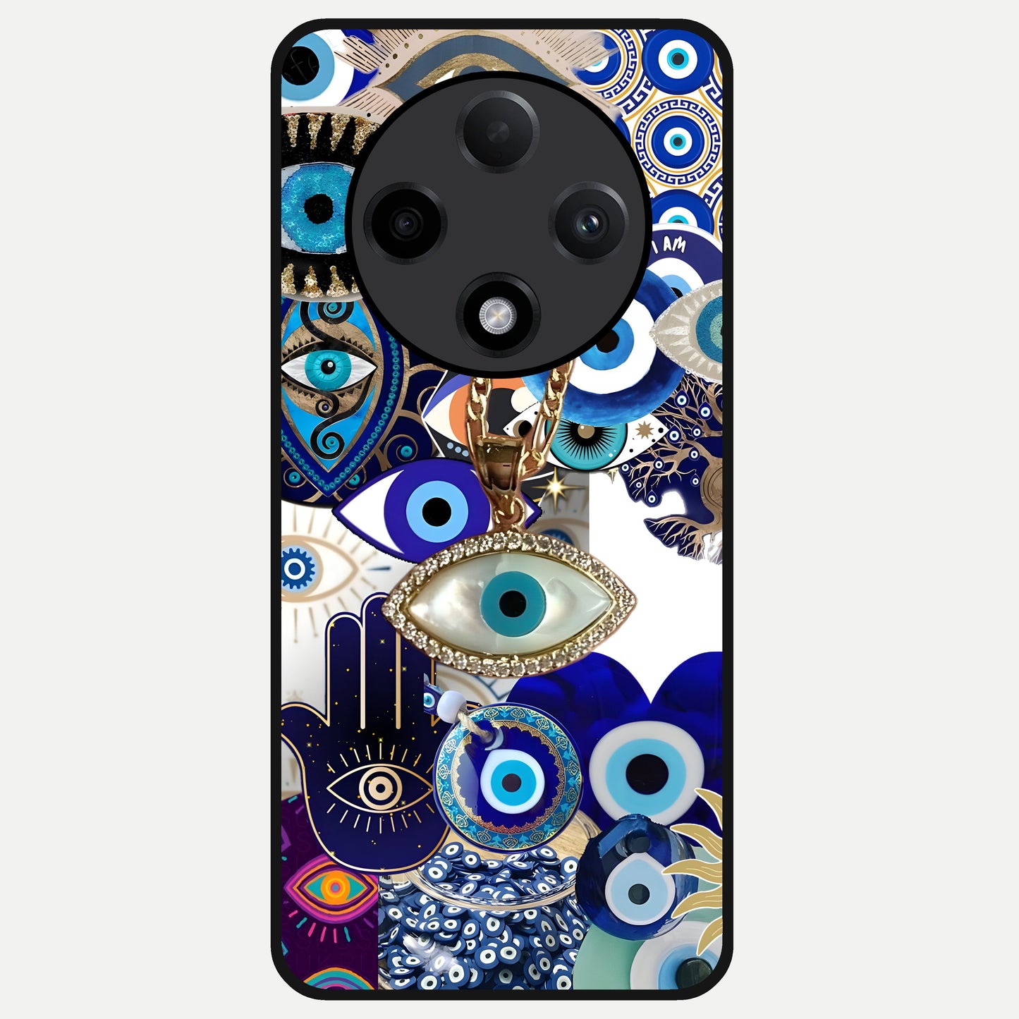  Mystic Charm Eye Glass Case For Oppo F27 Pro Plus back cover – full design glossy printed glass finish