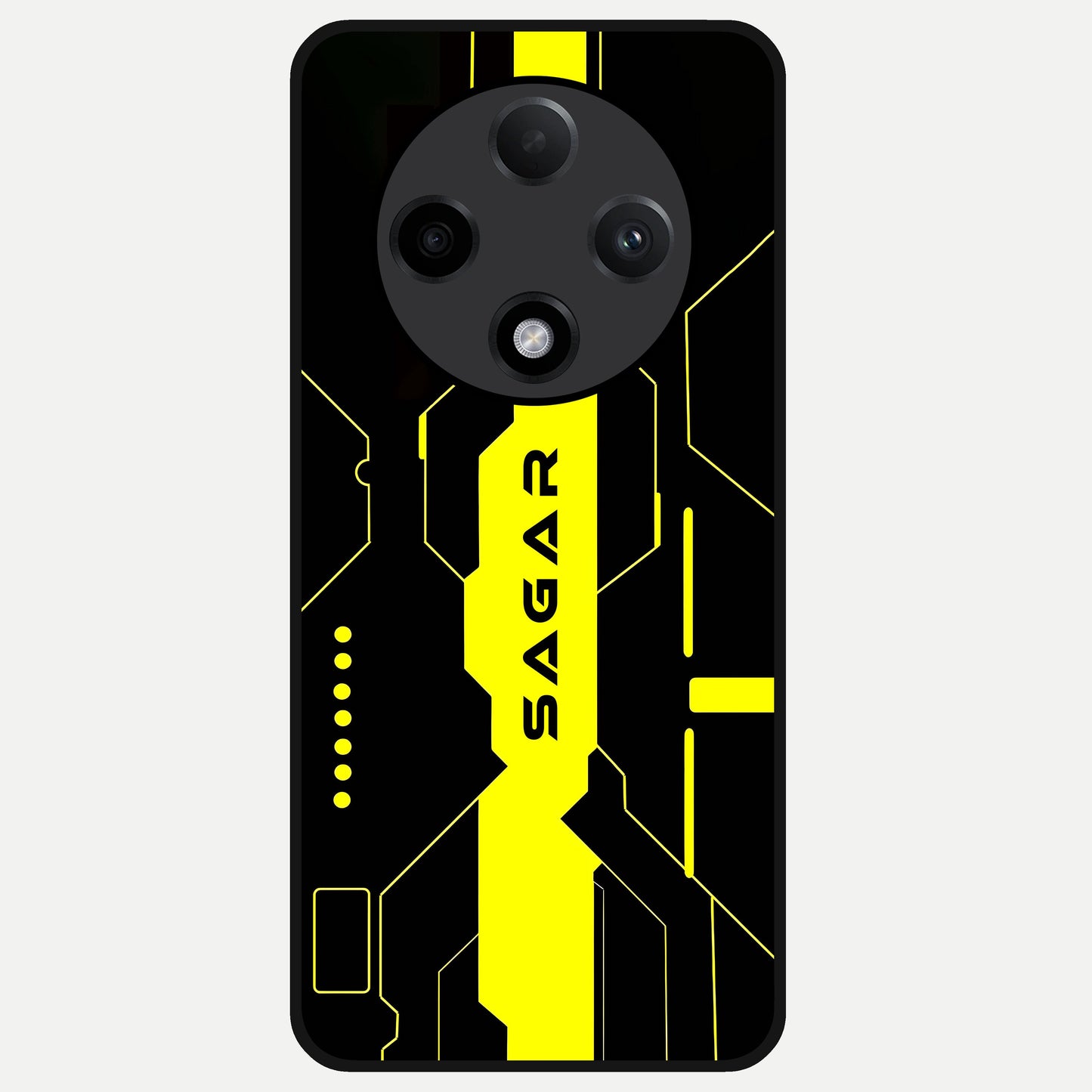  Neon CYBERPUNK Custom Name Glass Case For Oppo F27 Pro Plus back cover – full design glossy printed glass finish