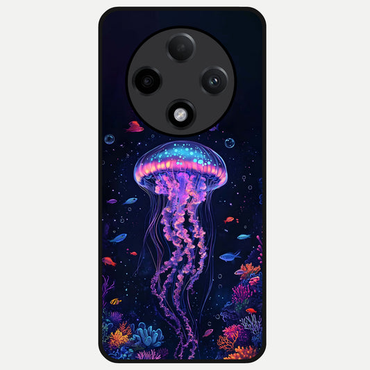  Neon Jellyfish Glass Case For Oppo F27 Pro Plus back cover – full design glossy printed glass finish
