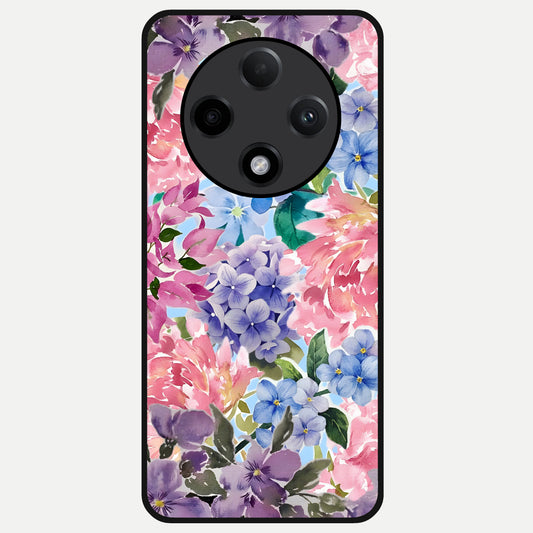  Pastel Floral Mix Glass Case For Oppo F27 Pro Plus back cover – full design glossy printed glass finish
