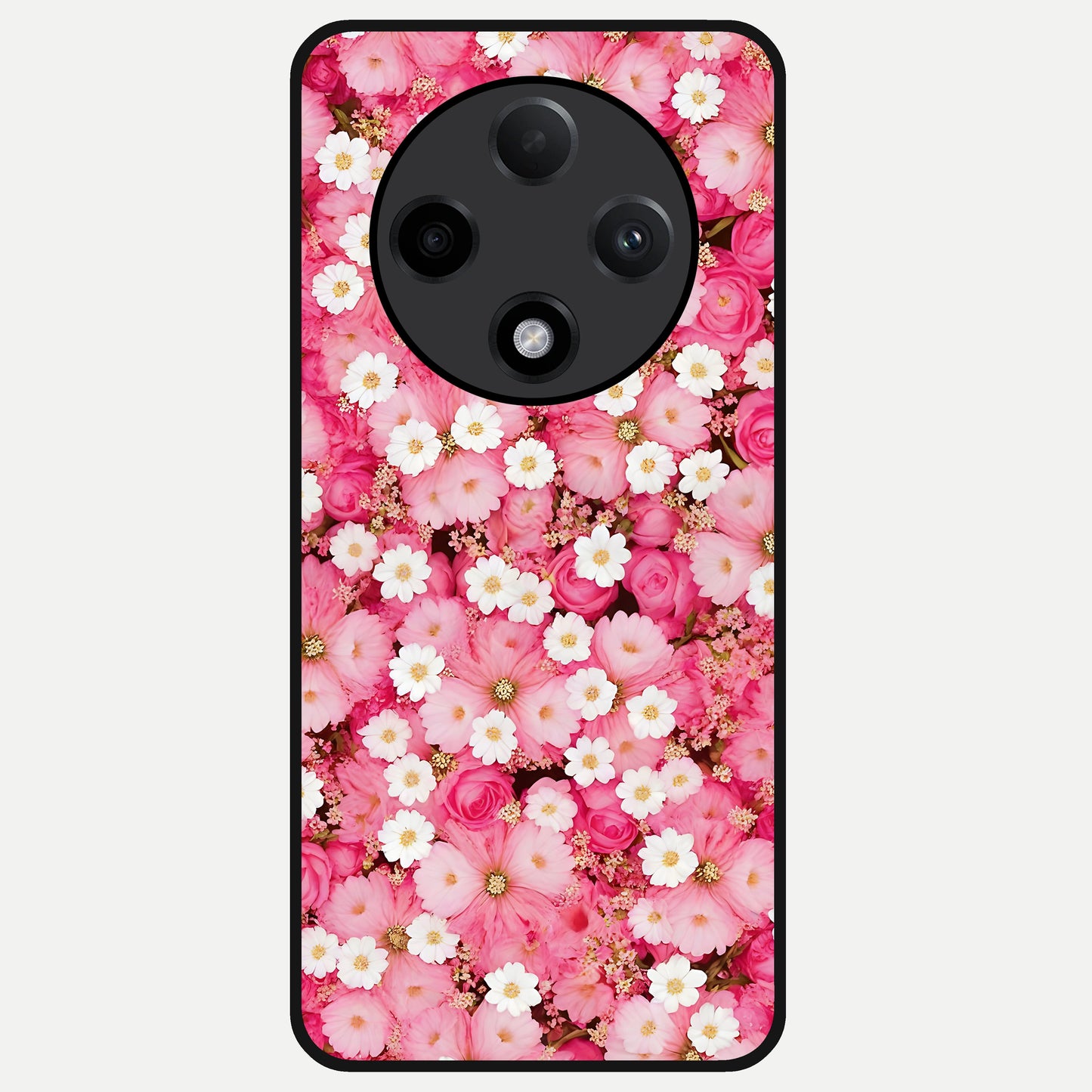  Pink Daisy Bliss Glass Case For Oppo F27 Pro Plus back cover – full design glossy printed glass finish
