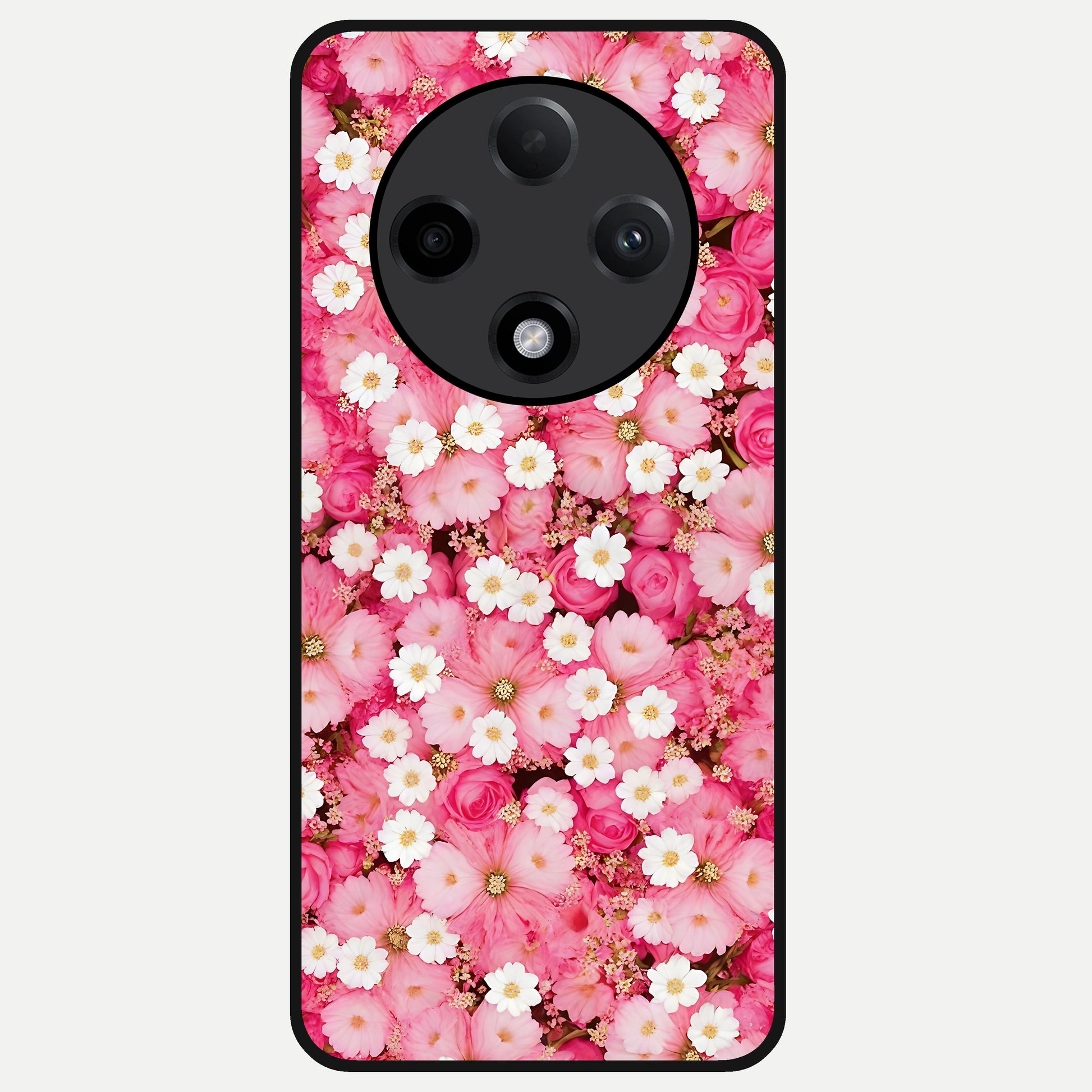  Pink Daisy Bliss Glass Case For Oppo F27 Pro Plus back cover – full design glossy printed glass finish