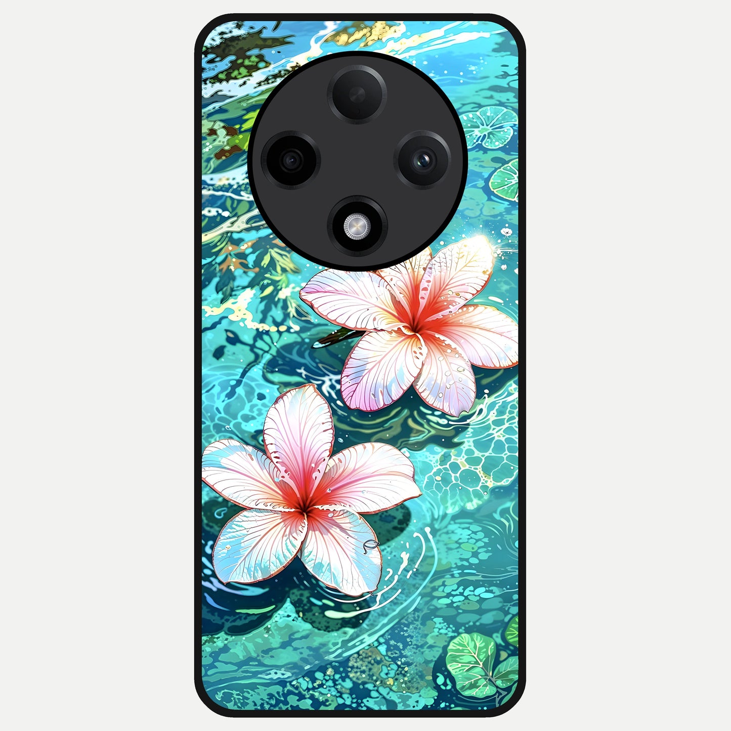  Pink Flowers in Water Glass Case For Oppo F27 Pro Plus back cover – full design glossy printed glass finish