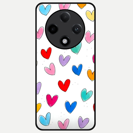  Playful Love Doodles Glass Case For Oppo F27 Pro Plus back cover – full design glossy printed glass finish