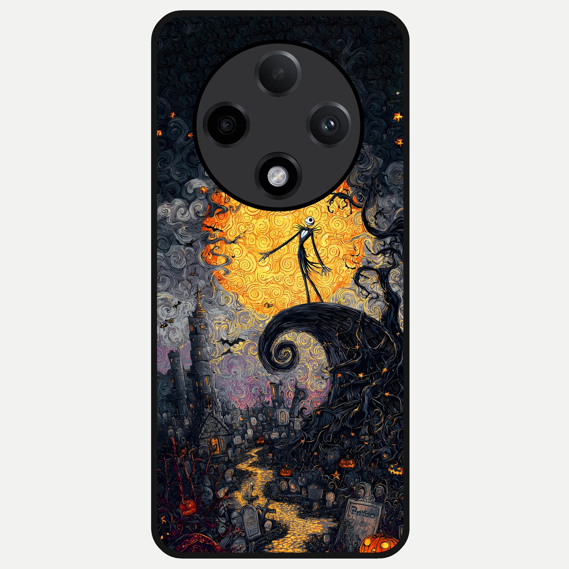  Pumpkin Moonlight Tale Glass Case For Oppo F27 Pro Plus back cover – full design glossy printed glass finish