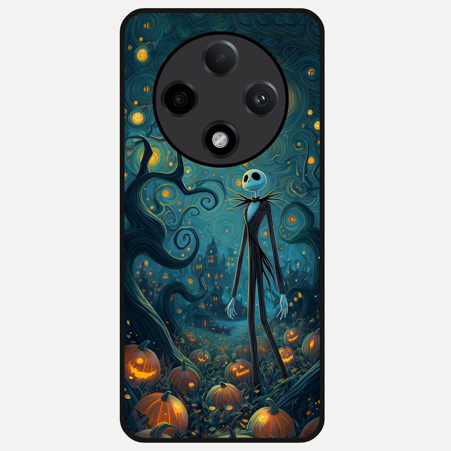  Pumpkin Moon Night Glass Case For Oppo F27 Pro Plus back cover – full design glossy printed glass finish