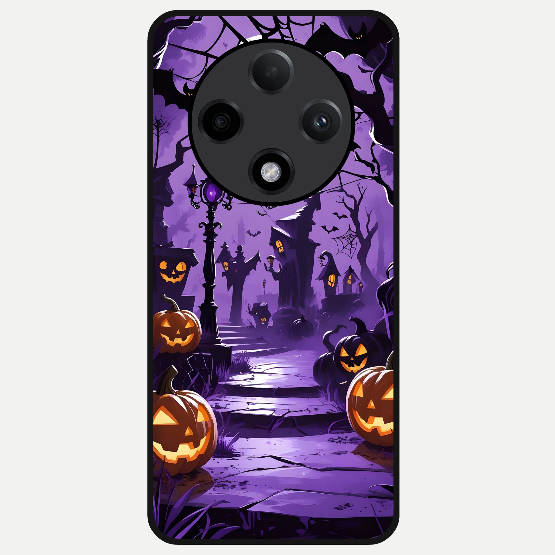  Pumpkin Patch Halloween Glass Case For Oppo F27 Pro Plus back cover – full design glossy printed glass finish
