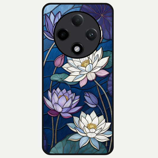  Purple Lotus Stained Glass Case For Oppo F27 Pro Plus back cover – full design glossy printed glass finish