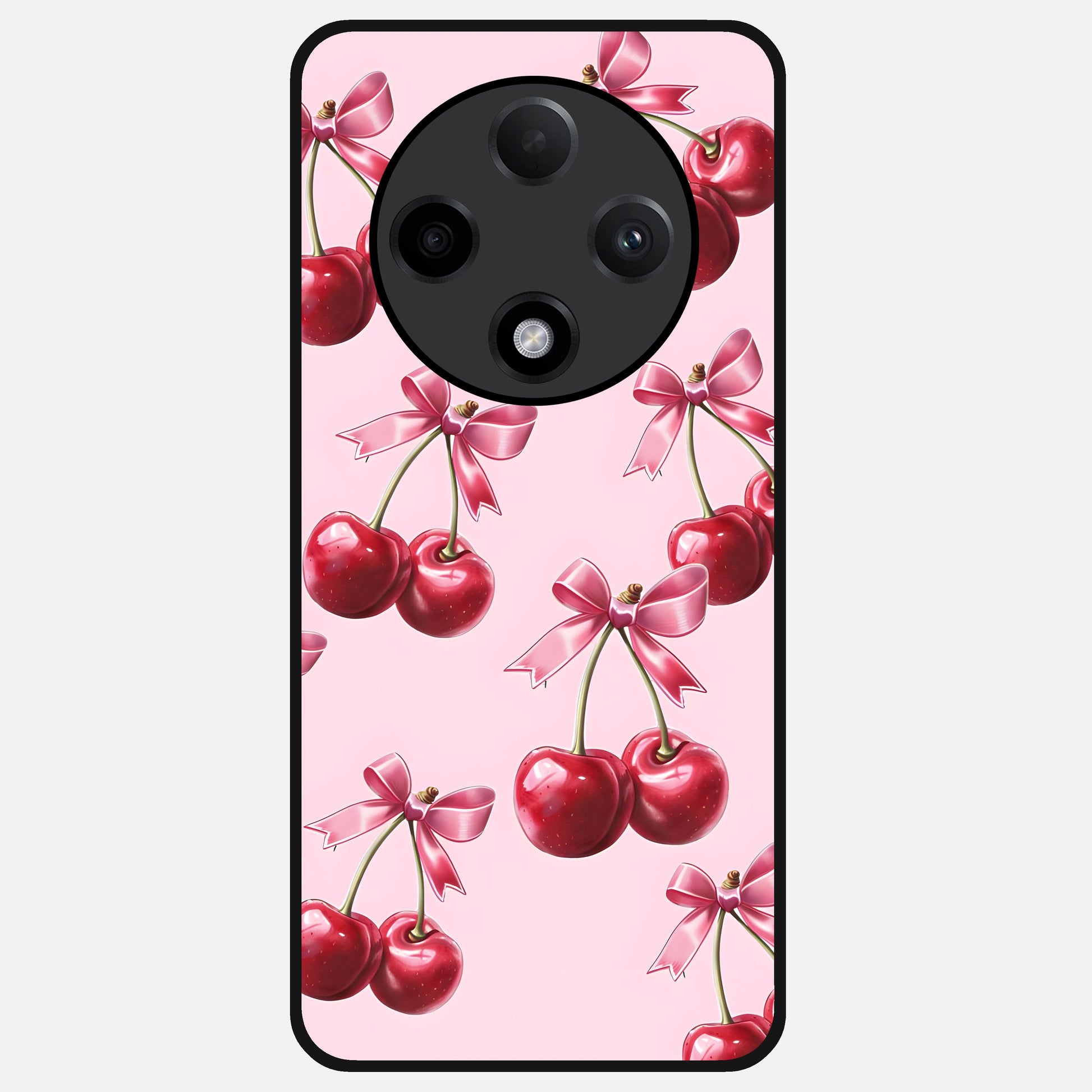  Red Cherries Pattern Glass Case For Oppo F27 Pro Plus back cover – full design glossy printed glass finish
