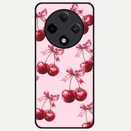  Red Cherries Pattern Glass Case For Oppo F27 Pro Plus back cover – full design glossy printed glass finish