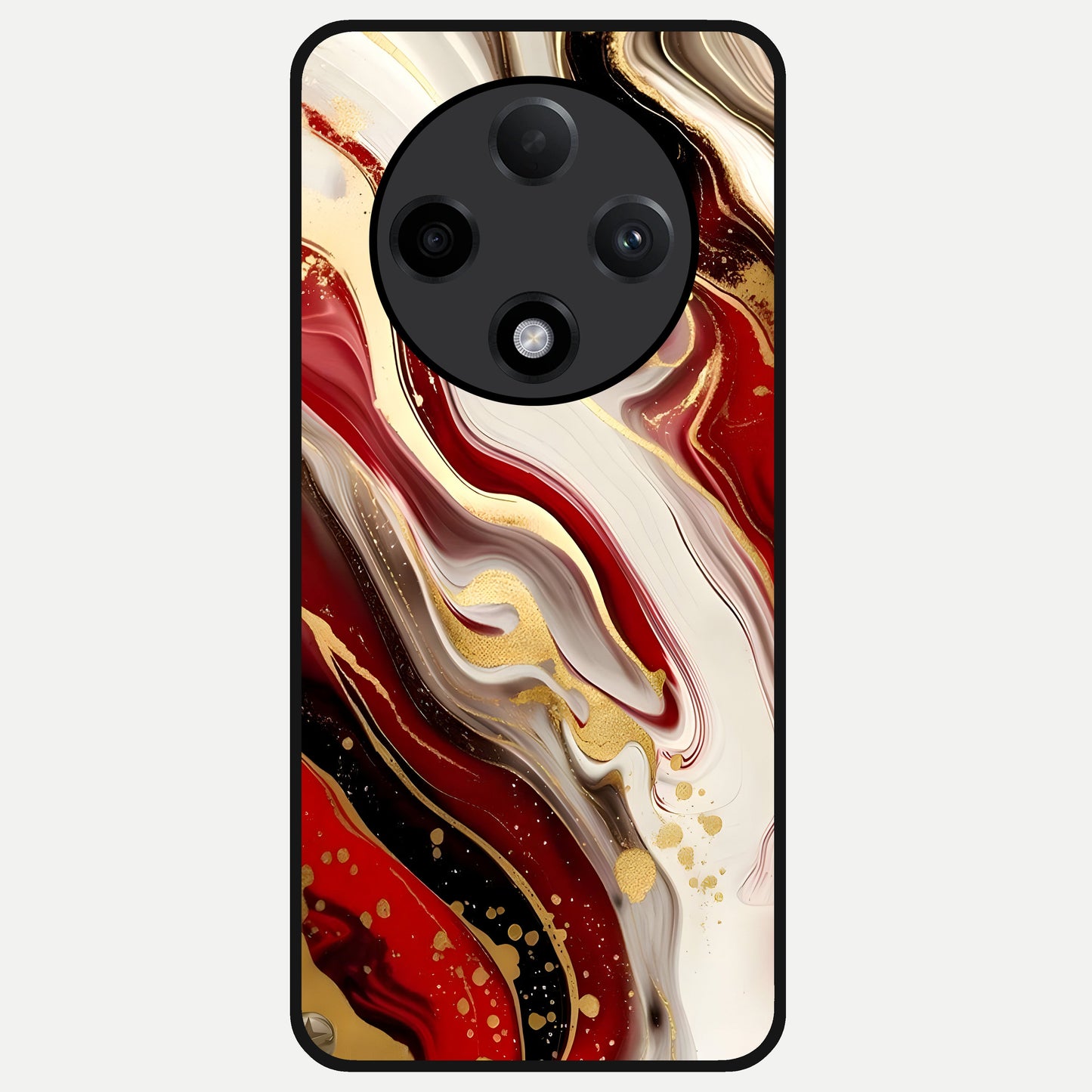  Red And White Marble Glass Case For Oppo F27 Pro Plus back cover – full design glossy printed glass finish