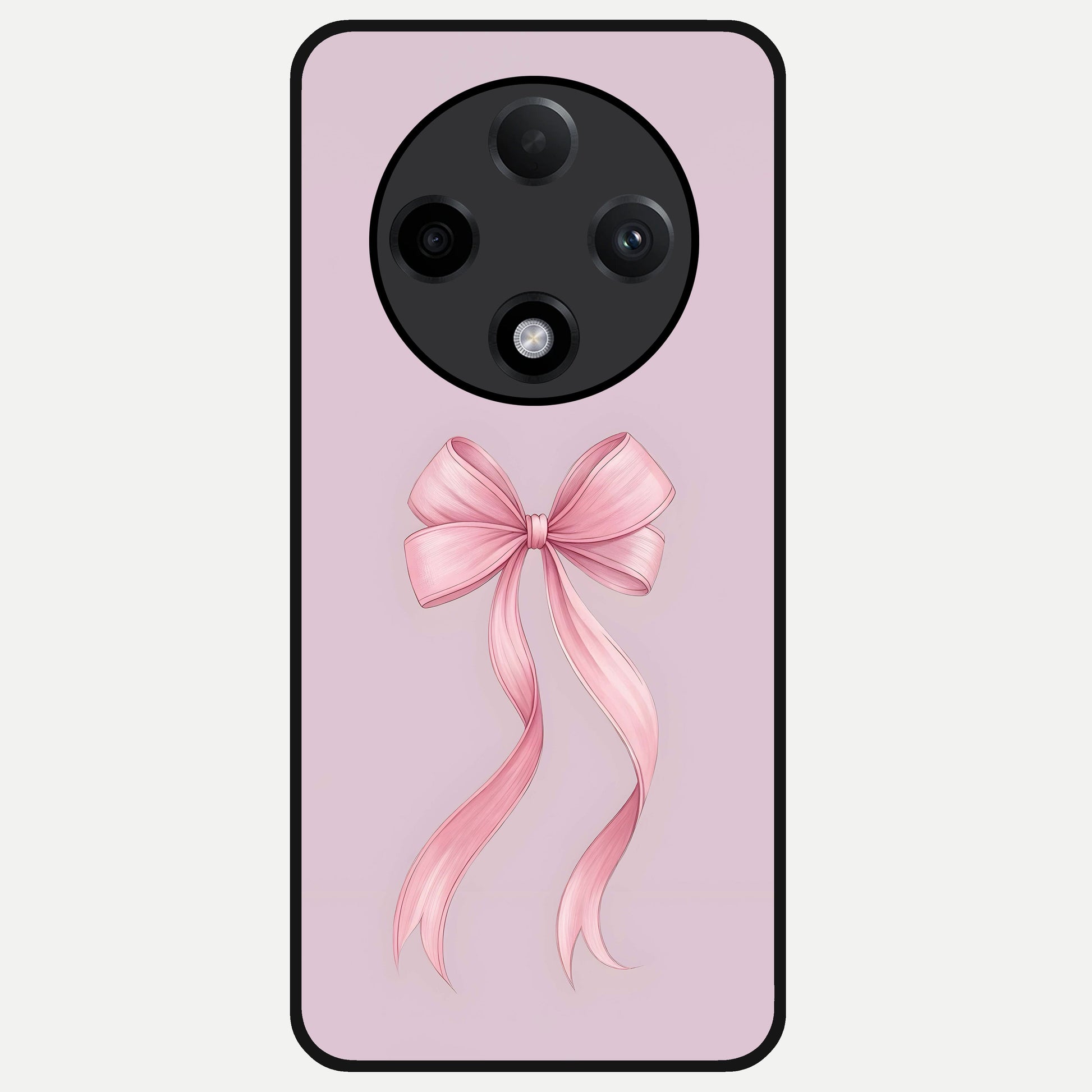  Soft Blush Bow Glass Case For Oppo F27 Pro Plus back cover – full design glossy printed glass finish