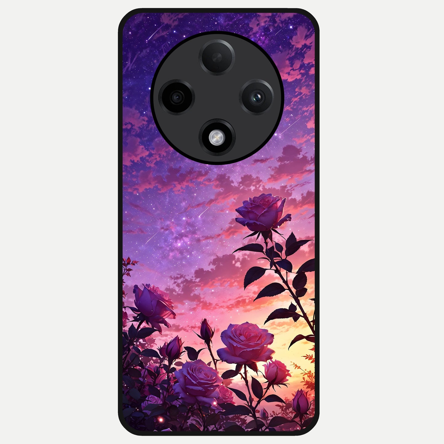  Starlit Rose Twilight Glass Case For Oppo F27 Pro Plus back cover – full design glossy printed glass finish
