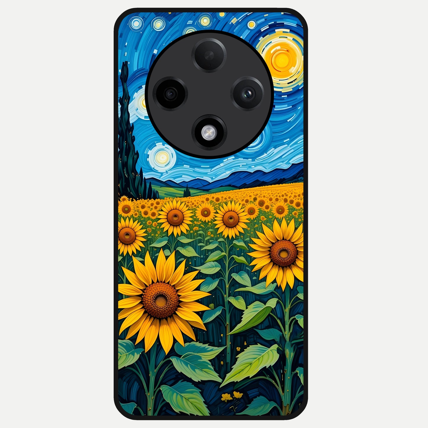  Starry Sunflower Dreams Glass Case For Oppo F27 Pro Plus back cover – full design glossy printed glass finish