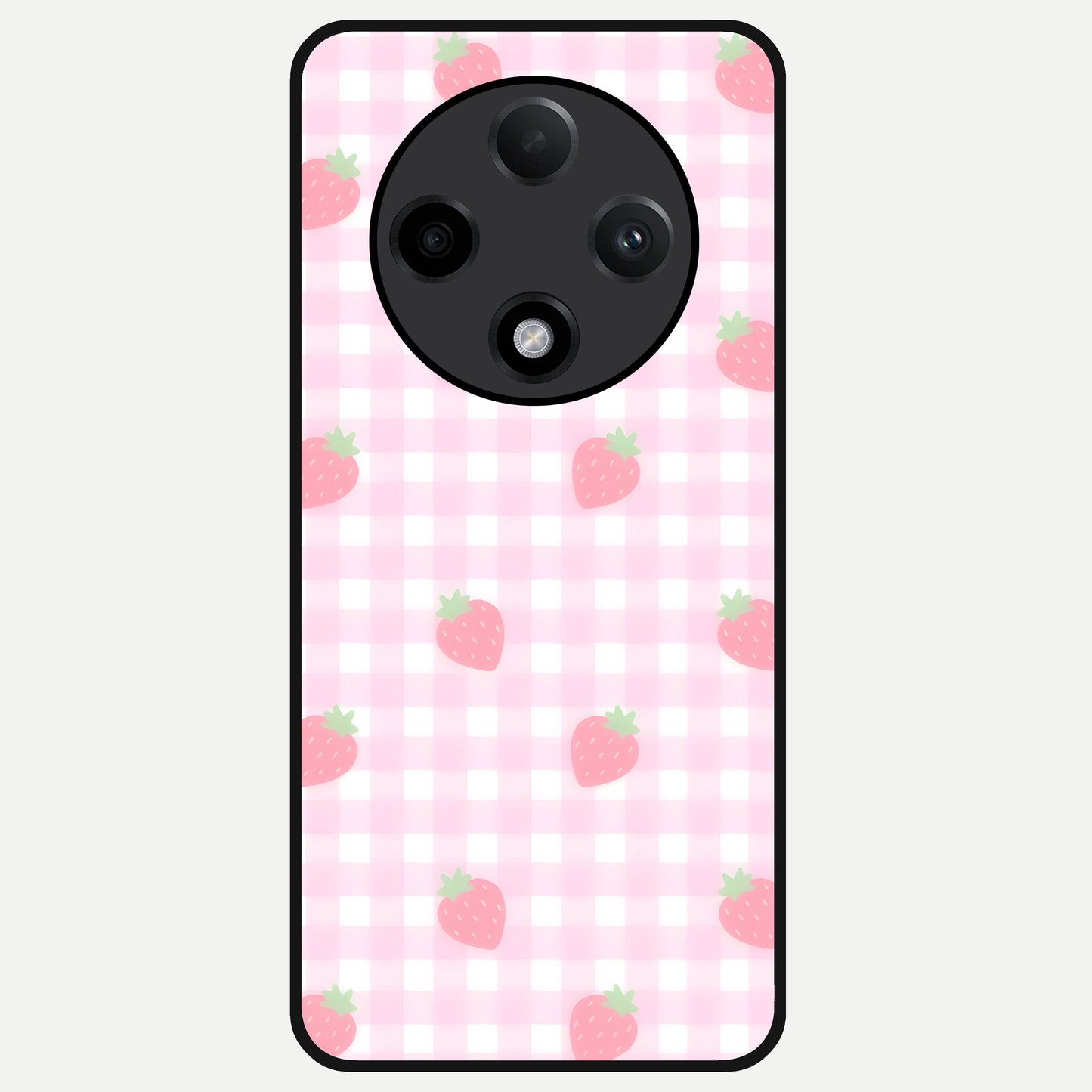  Strawberry Picnic Love Glass Case For Oppo F27 Pro Plus back cover – full design glossy printed glass finish
