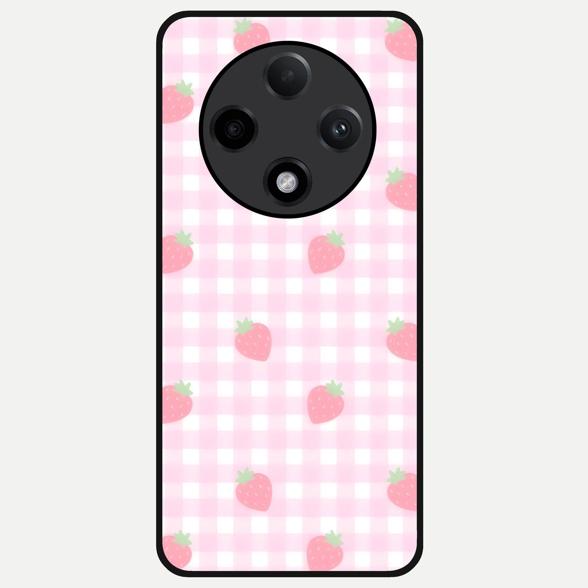  Strawberry Picnic Love Glass Case For Oppo F27 Pro Plus back cover – full design glossy printed glass finish