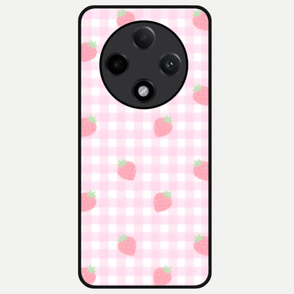  Strawberry Picnic Love Glass Case For Oppo F27 Pro Plus back cover – full design glossy printed glass finish