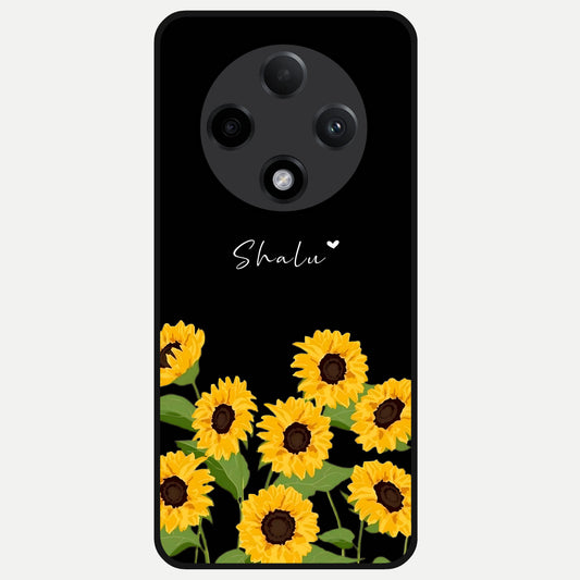  Sunflower Sky Bloom Glass Case For Oppo F27 Pro Plus back cover – full design glossy printed glass finish