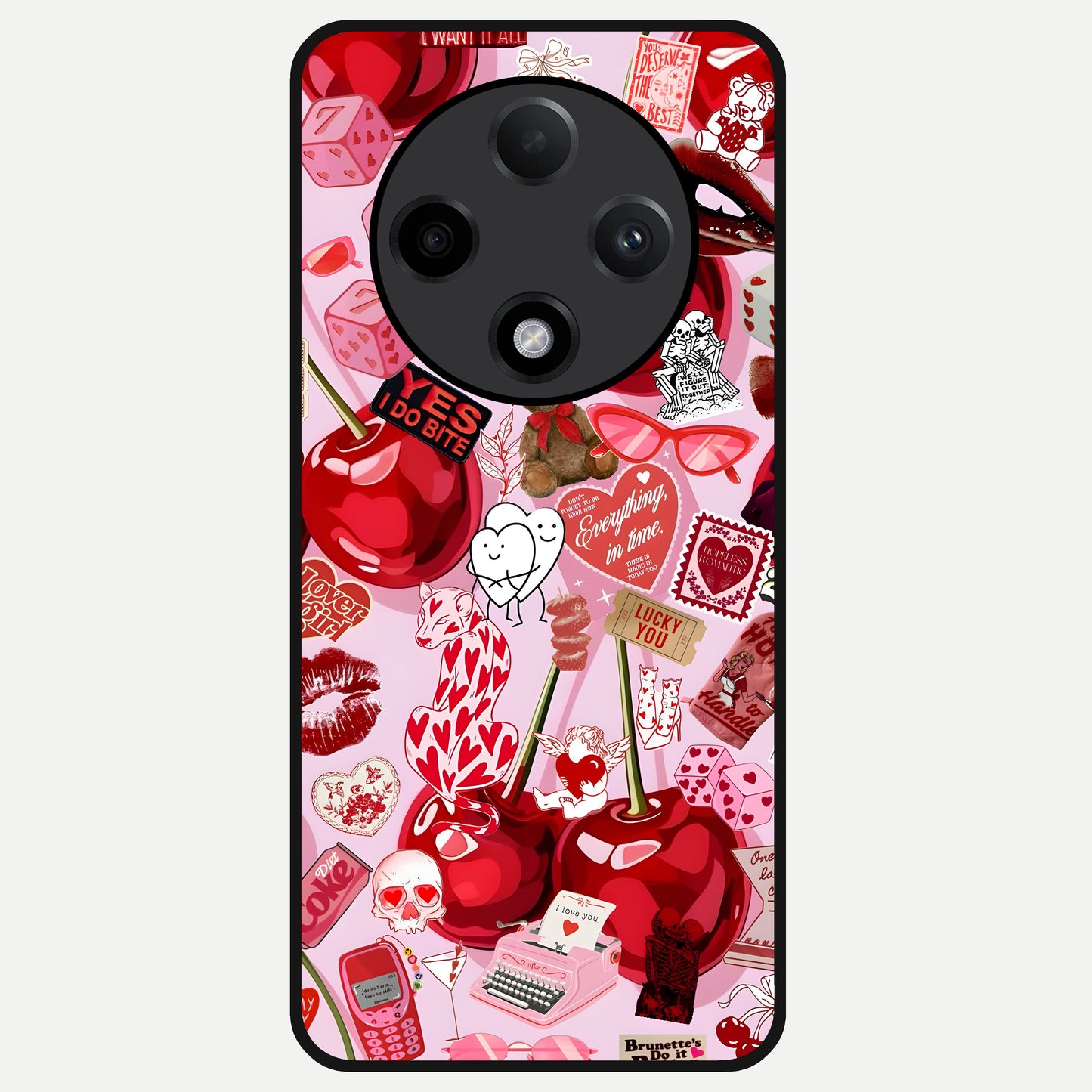  Sweet Cherry Chaos Glass Case For Oppo F27 Pro Plus back cover – full design glossy printed glass finish