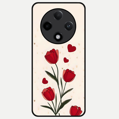  Tulip With Heart Glass Case For Oppo F27 Pro Plus back cover – full design glossy printed glass finish