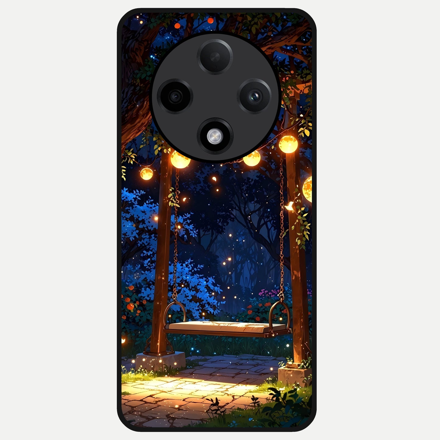  Twilight Garden Swing Glass Case For Oppo F27 Pro Plus back cover – full design glossy printed glass finish